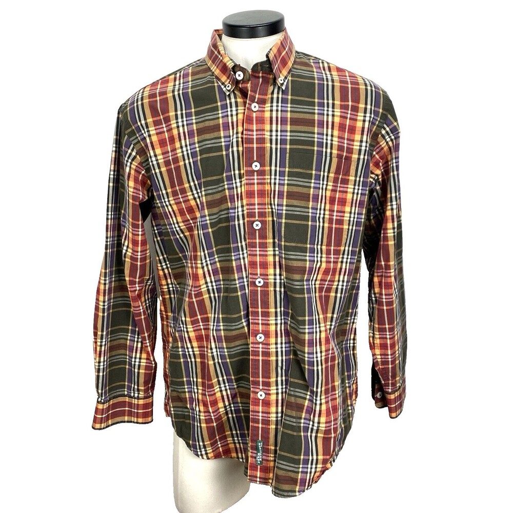 Orvis Men's Button Down Shirt Large Multicolor Plaid Long Sleeve Heritage Wash